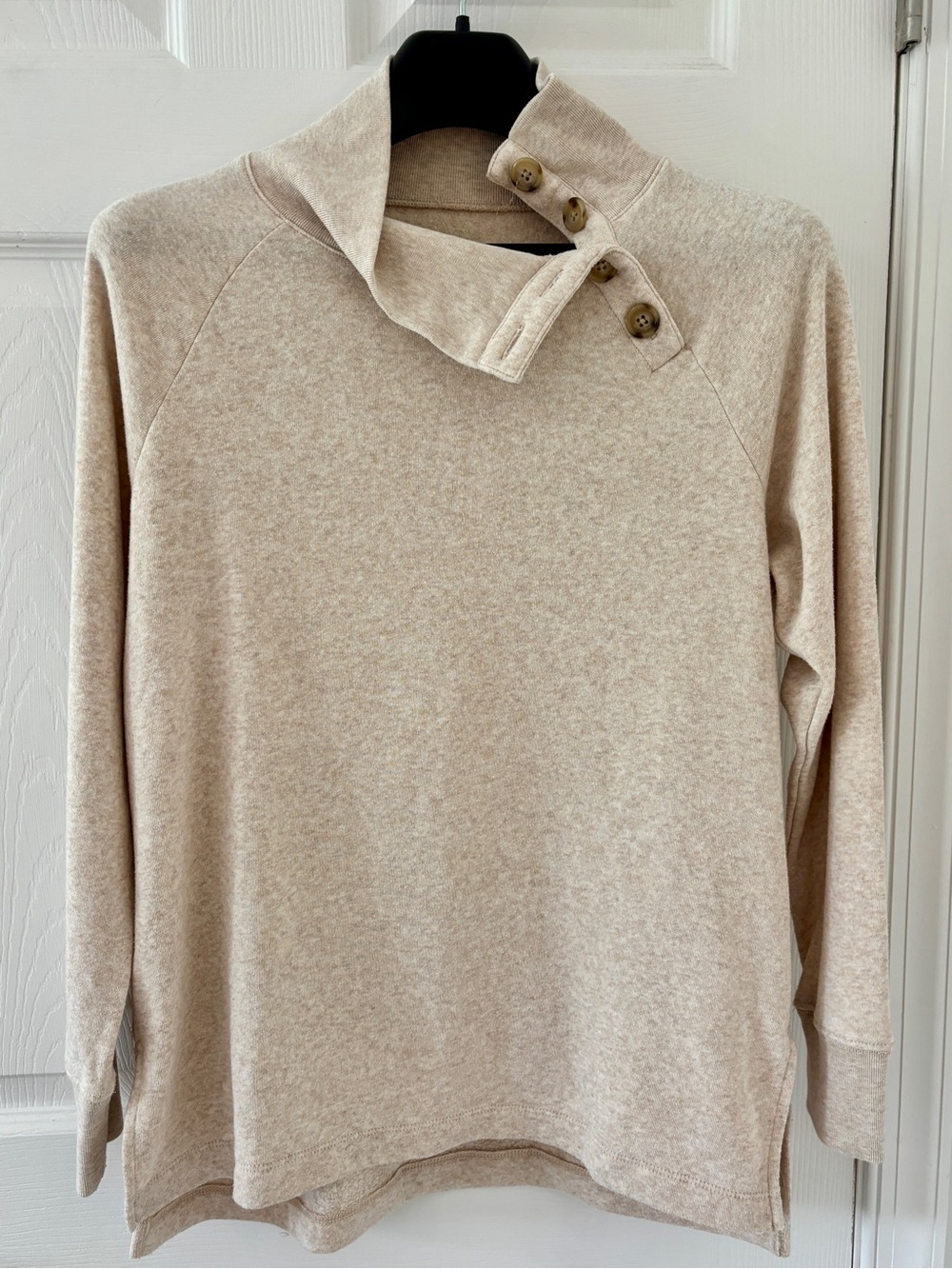 Women’s J Crew Cream Button-Neck Sweater - Size M